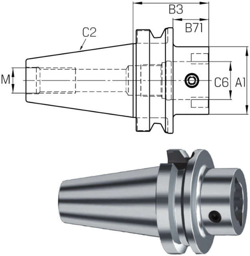 Spindelwerkzeug SWISS TOOLS, Grundaufnahme ISO 7388-2 (JIS 6339 B) Form AD