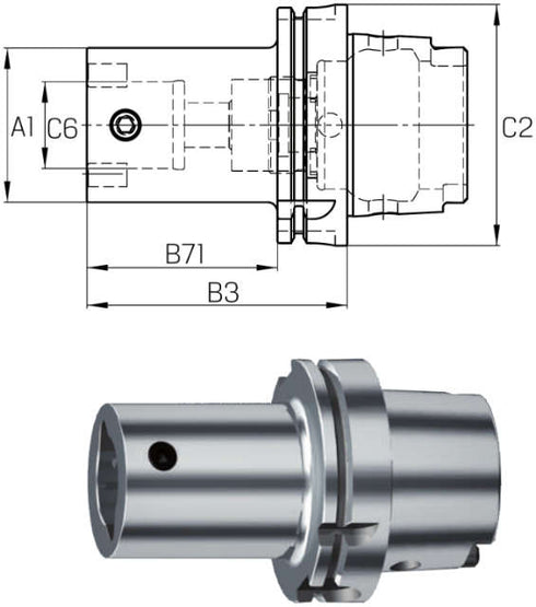 Spindelwerkzeug SWISS TOOLS, Grundaufnahme ISO 12164-1 (DIN 69893) Form A