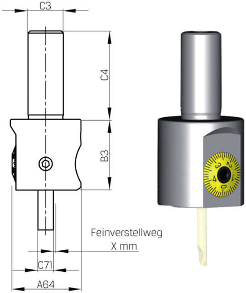 Spindelwerkzeug SWISS TOOLS, Micro Ausdrehkopf Ø 0,3-19,1 analog