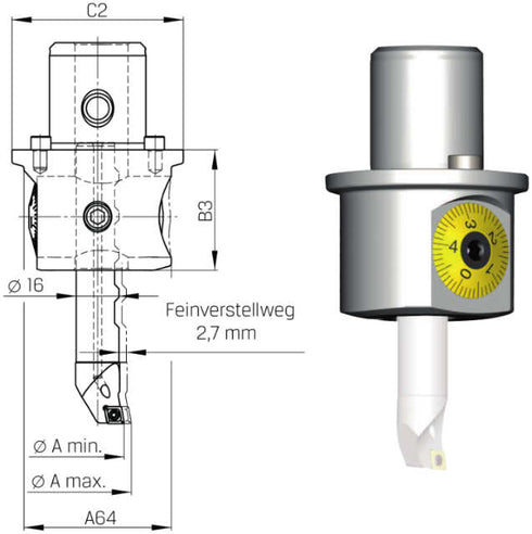 Spindelwerkzeug SWISS TOOLS, Ausdrehkopf, Ø 3-88,1 analog