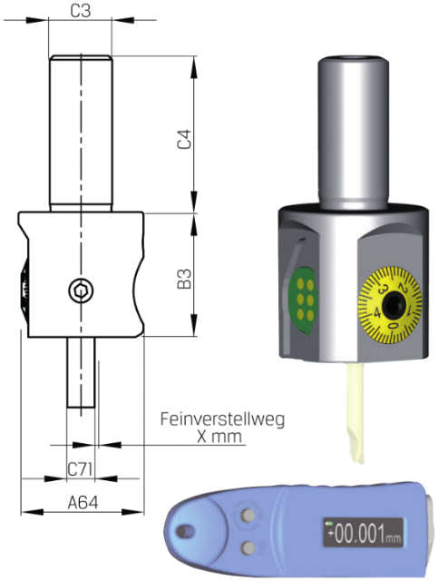 Spindelwerkzeug SWISS TOOLS, Micro Ausdrehkopf Ø 0,3-19,1 digital