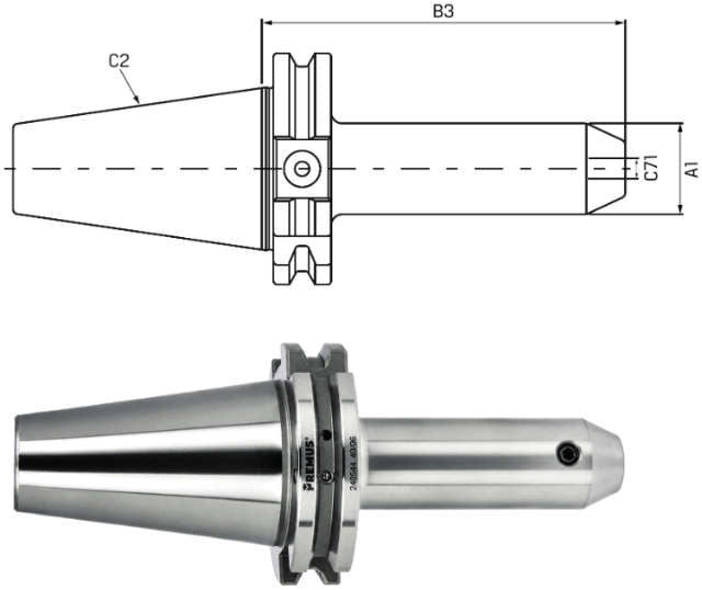 Weldon-Spannfutter PREMUS, Form AD/AF, lang, mit Kühlkanalbohrungen, G2,5 bei 25.000 1/min