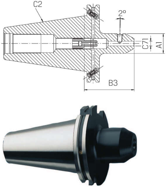 Whistle-Notch-Spannfutter PREMUS, DIN 69871 kurz G2,5 25.000 1/min