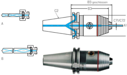 Universal-Spannfutter WTE, DIN 69871, Kurzbohrfutter, Präzision