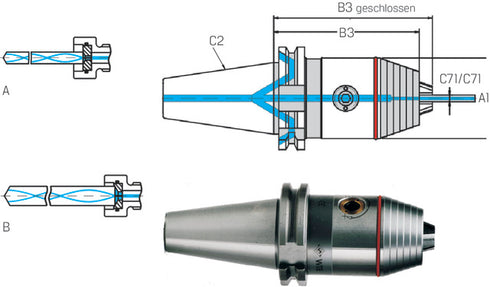 Universal-Spannfutter WTE, DIN 69871, Kurzbohrfutter, Präzision