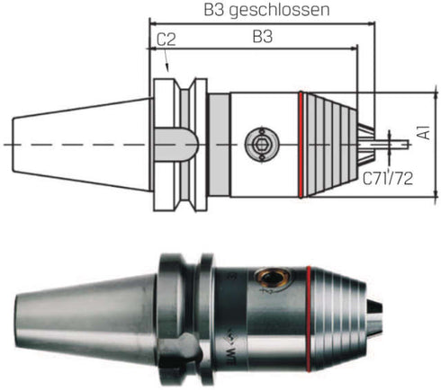 Universal-Spannfutter WTE, JIS 6339 B, Kurzbohrfutter, Präzision