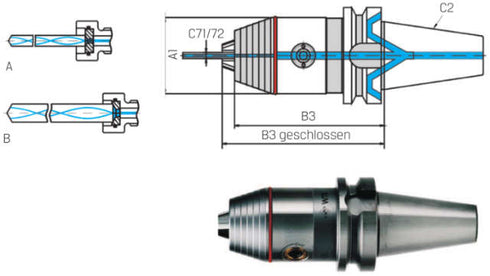 Universal-Spannfutter WTE, JIS 6339 B, Kurzbohrfutter, Präzision