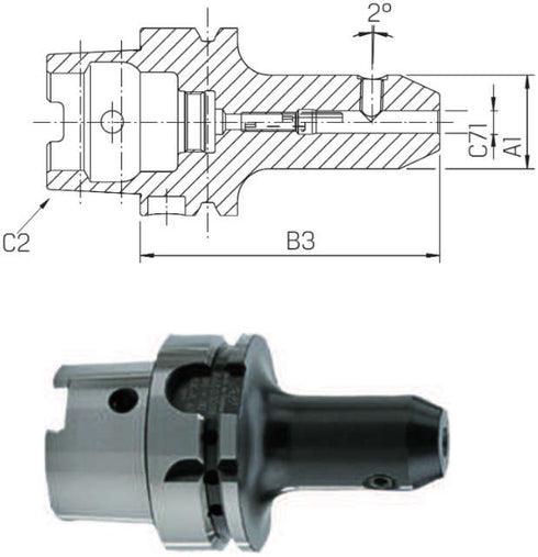 Whistle-Notch-Spannfutter PREMUS, DIN 69893 A System Whistle-Notch kurz, gewuchtet G2,5 bei 25.000 1/min