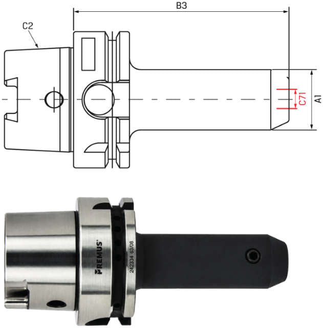 Weldon-Spannfutter PREMUS, lang, mit Kühlkanalbohrungen, G2,5 bei 25.000 1/min