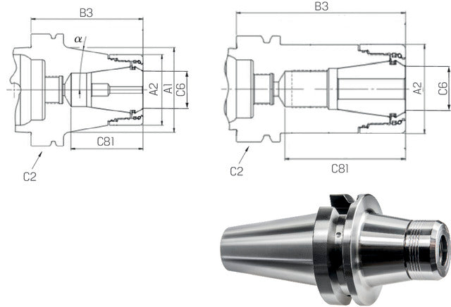 Spannzangenfutter HDC FAHRION, HDC32, Heavy Duty Chuck, BT mit Plananlage