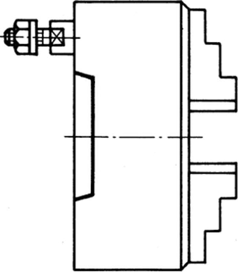 Dreibacken-Keilstangenfutter RÖHM, DURO mit Backensicherung und Grund- und Umkehr-Aufsatzbacken DIN 55027