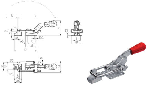 Verschlussspanner PRETEC, Verschlussspanner horizontal, mit Gegenhalter