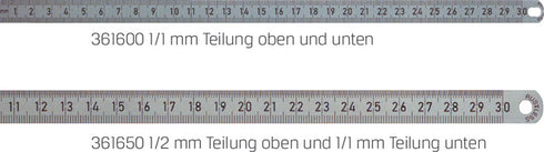 Stahlmaßstab BMI, aus rostfreiem Stahl Form B Teilung mm/ 1/2 mm