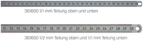 Stahlmaßstab BMI, aus rostfreiem Stahl Form B Teilung mm/ 1/2 mm