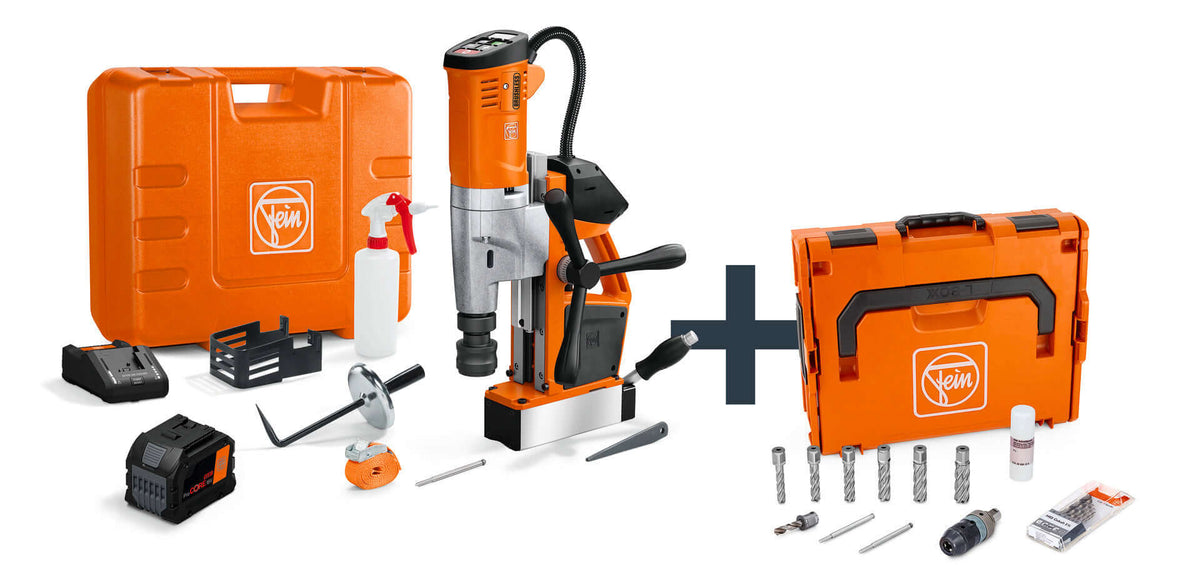 FEIN Akku-Universal-Magnet-Kernbohrmaschine bis 35 mm mit Anwenderset AKBU 35 PMQW 18 V AS Construction-Site 1x 12 Ah Set 3/4 in Weldon / HSS NOVA 50 FEIN,