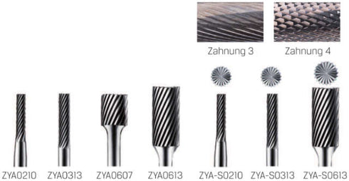 HM-Kleinfrässtift PRETEC, Zylinderform Standardverzahnung Z=3