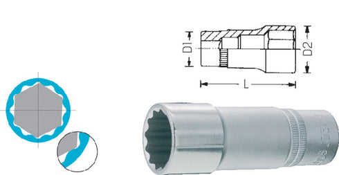 Socket Insert HAZET, Twelve-point, long