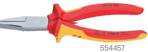 VDE-Flach- und Rundzange KNIPEX, flach verchromt mit Mehrkomponentenhülle