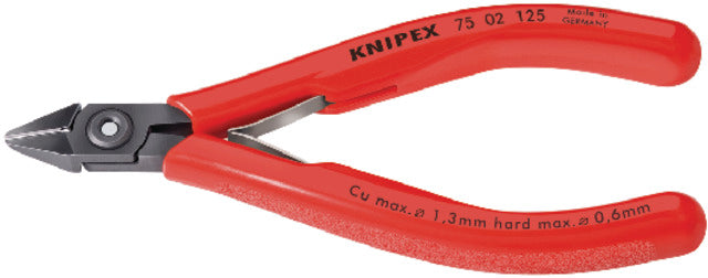 Elektronik-Seitenschneider KNIPEX, brüniert mit kunststoffüberzogenen Griffen und schlankem Kopf