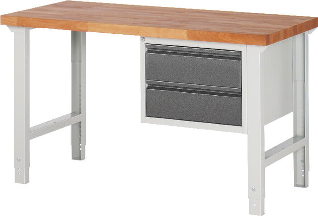 Ergonomische Werkbank PRETEC, Tiefe 700 mm, Gestell RAL 7035 lichtgrau / Einbauten RAL 5010 enzianblau