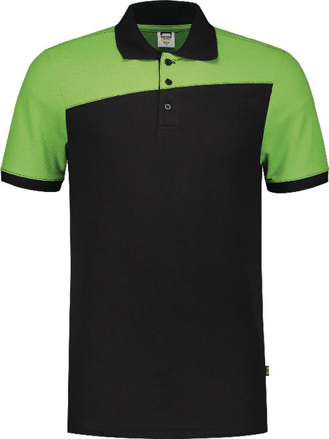 Polo shirt TRICORP, bicolor with cross seam, black/lime