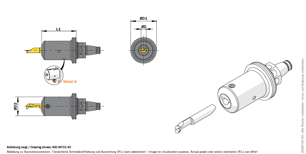 simturn AX Klemmhalter A05.WF22.40 T, SIMTEK A6TQ