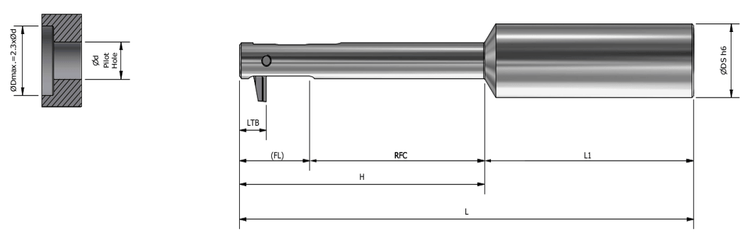 UBack Werkzeughalter für Durchgangsbohrungen – Rückwärtssenken und Planen – UX-d170-E-C20-H115-L170