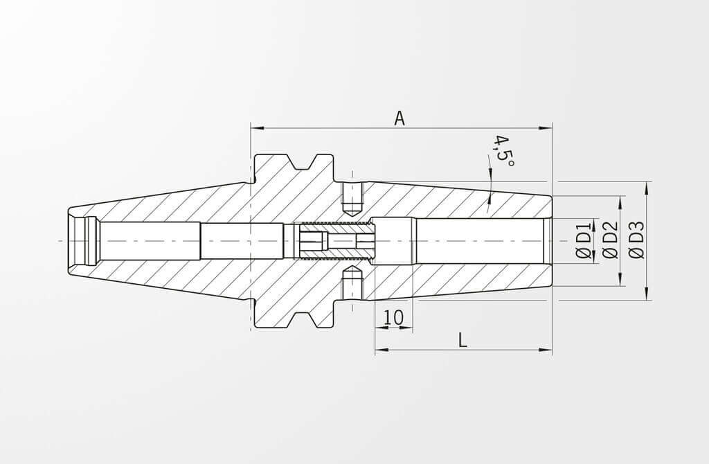 Schrumpffutter Standard Ausführung mit Cool Jet, ähnlich JIS B 6339-2, BT40 mit Plananlage