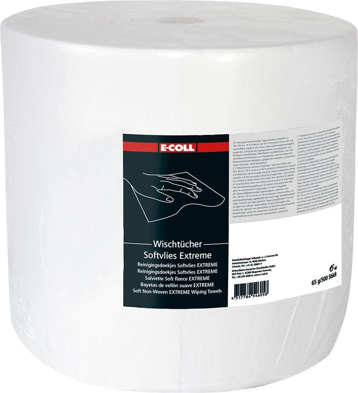 Wischtuch E-COLL, Softvlies Extr.500 Blatt 30x38cm weiß E-COLL