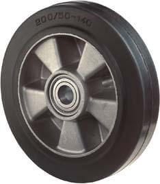 Gummirad BS ROLLEN, 200mm B80.200 Elastik schw.,Radk.Alu,KLBS ROLLEN