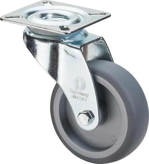 Lenkrolle BS ROLLEN, 100mm,C100 Platte,Gummirad,GL C100.A80.100 BS ROLLEN