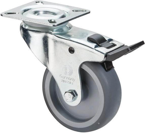 Lenkrolle BS ROLLEN, 125mm,C120 Platte,Gummirad,GL C120.A80.125 BS ROLLEN