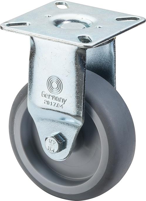 Bockrolle BS ROLLEN, 100mm,A310 Platte,Gummirad,GL A310.A80.100