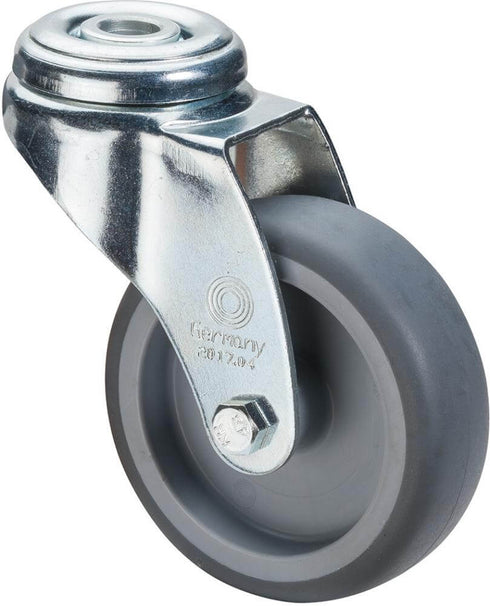 Lenkrolle BS ROLLEN, 100mm,C101 Rückenloch,Gummirad,GL C101.A80.100 BS ROLLEN