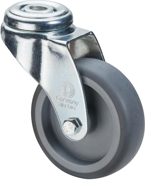 Lenkrolle BS ROLLEN, 100mm,A301 Rückenloch,Gummirad,GL A301.A80.100