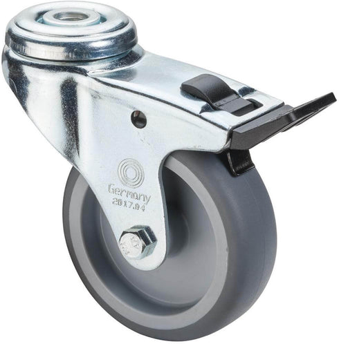 Lenkrolle BS ROLLEN, 100mm,C121 Rückenl.Gummirad,GL,Fest.C121.A80.100 BS ROLLEN