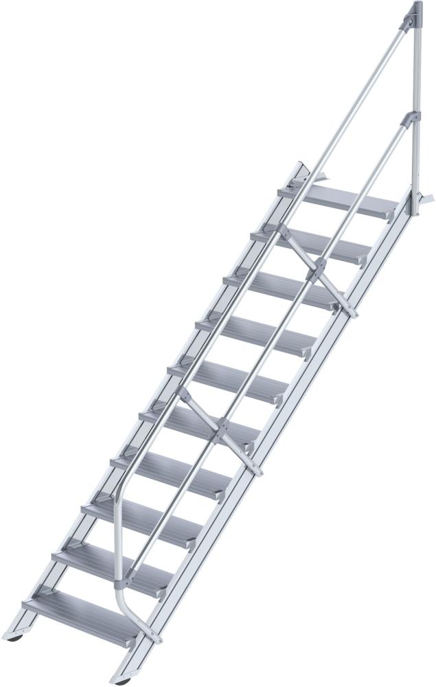 Alu-Treppe MUNK, 45 Grad 10 Stufen B 800 mm lichte Höhe 2080 mm Ausladung 2341 mm