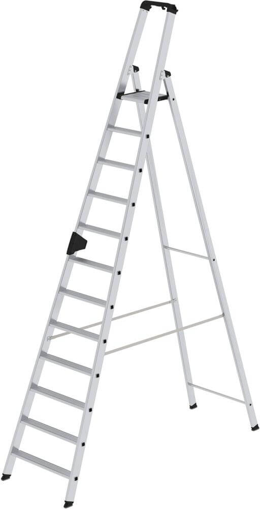 Alu-Stehleiter MUNK, 12 Stufen Gesamthöhe 2,78 m Arbeitshöhe bis 4,80 m