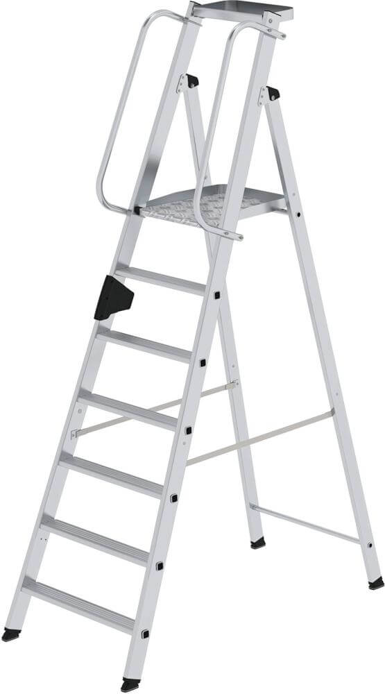 Alu-Stehleiter MUNK, 7 Stufen Gesamthöhe 2,35 m Arbeitshöhe bis 3,65 m