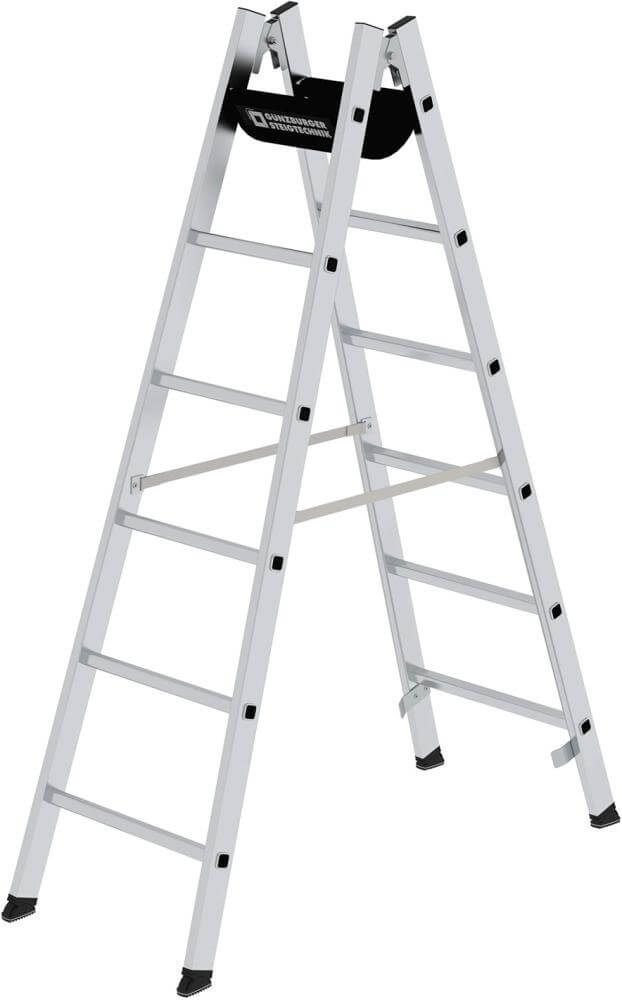 Alu-Stehleiter MUNK, 2x6 Sprossen Leiterlänge 1,83 m Arbeitshöhe bis 3,30 m