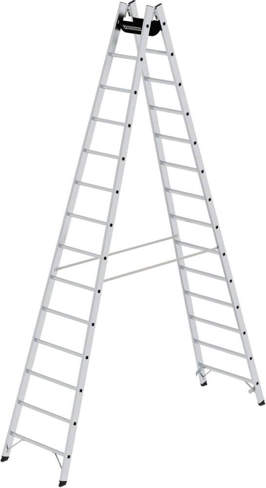 Alu-Stehleiter MUNK, 2x14 Sprossen Leiterlänge 4,07 m Arbeitshöhe bis 5,40 m