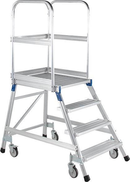 Podesttreppe ZARGES, einseitig 5 Stufen/Gitterrost Podesthöhe 1,20 m ZARGES