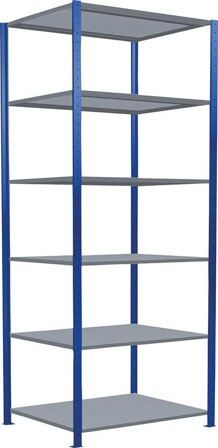 Steckregal SCHULTE LAGERTECHNIK, B1000xT800xH2500 mm Grundfeld 6 Böden vzk Fachlast 330kg