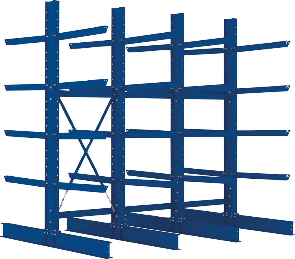 Kragarmregal META REGALBAU, Heavy B3090xT2x1000xH3000 mm doppelseitig RAL 5010 5 Ebenen Traglast 2020kg
