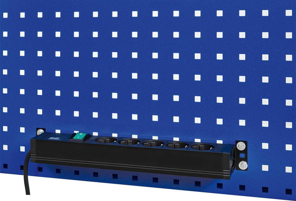 Energieleiste RAU, 500 mm 5 Dosen, Ein-/Aus Anschlusskabel mit Stecker