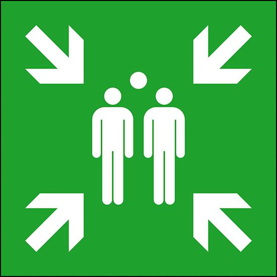 Fluchtwegschild NEUTRAL, Alu B600xH600 mm Sammelstelle langnachleuchtend