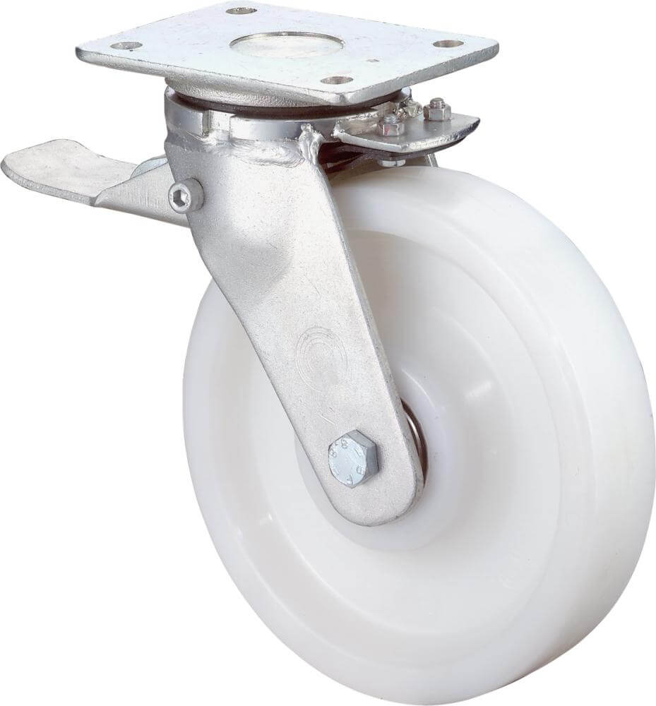 Lenkrolle BS ROLLEN, 100mm RR120.B15Platte,Kst.weiß,KL,Fest RR120.B15.101 BS ROLLEN