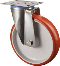 Lenkrolle BS ROLLEN, 125mm H100.B26 Platte,Polyure,ER,GL H100.B26.125 BS ROLLEN