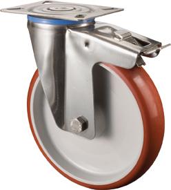 Lenkrolle BS ROLLEN, 125mm H120.B26 Platte,Polyure,ER,GL,FestH120.B26.125 BS ROLLEN