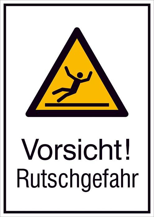 Warnschild NEUTRAL, Aluminium B262xH371 mm Vorsicht Rutschgefahr